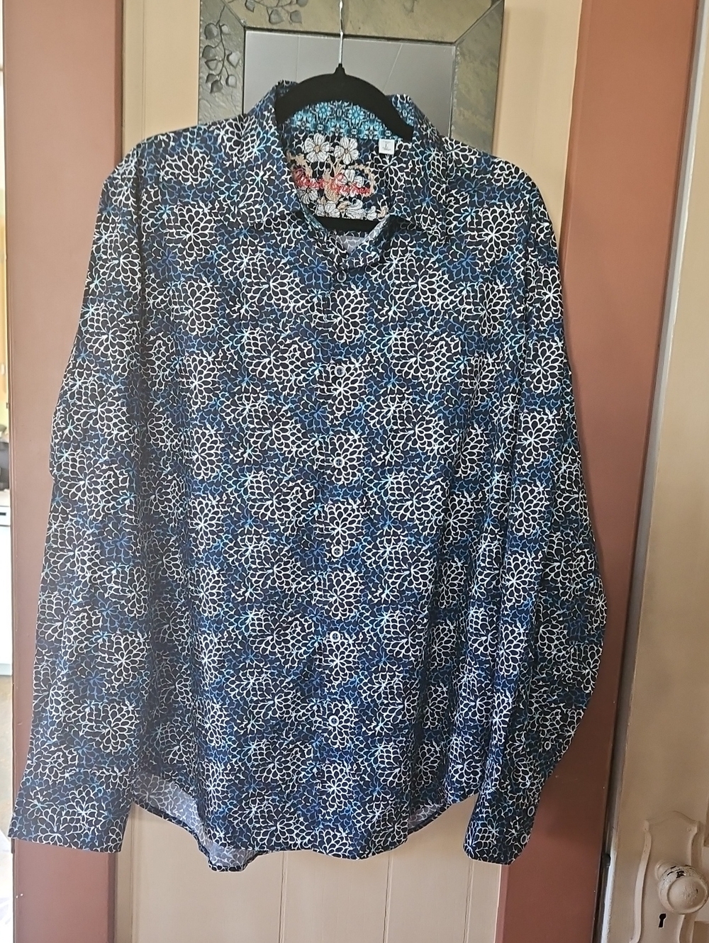 Robert Graham Men's Blue Floral Long-Sleeve Button-Up Shirt, Style - Baltic